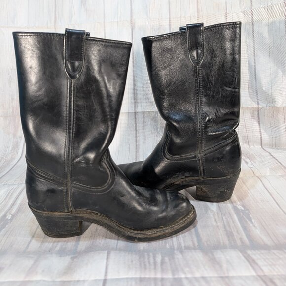 Vintage Black Leather Pull-On Cowboy Boots Made in Canada - Picture 7 of 12
